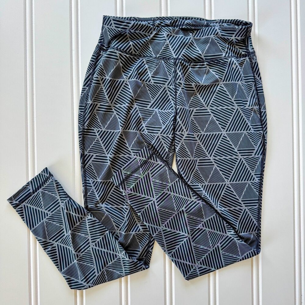 Danskin Geometric Print Athletic Workout Fitted Leggings with adjustable waist